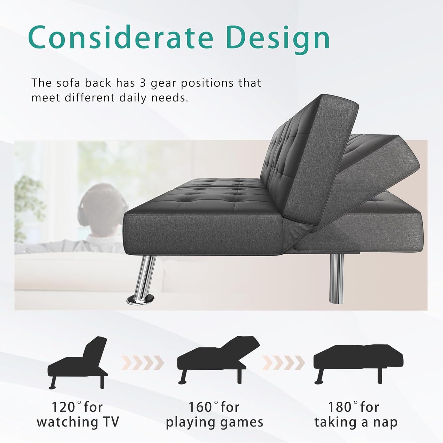 Futon Sofa Bed Modern Folding Futon Set Convertible Recliner Lounge