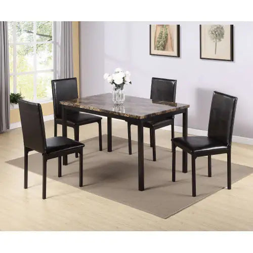 Style Loft Collection 5-Piece Black Marble-Top Metal Dining Set