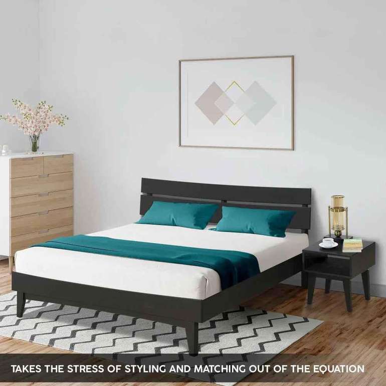 Acacia Aurora Bed Frame & Nightstand Set for Stylish Bedrooms