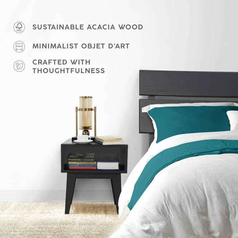 Acacia Aurora Bed Frame & Nightstand Set for Stylish Bedrooms