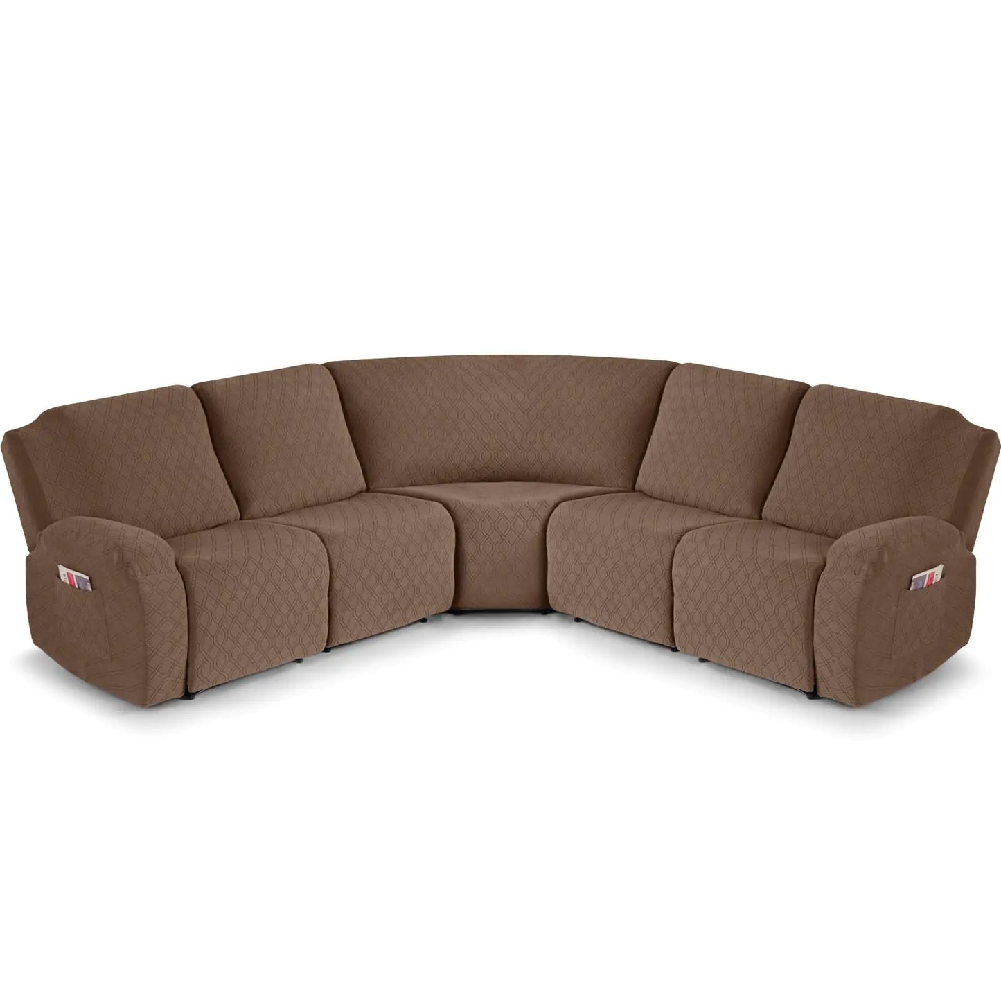 VANSOFY Extra Large Reclining Sectional Couch Covers Washable 5-Piece Sofa Covers for L Shape Sectional Sofa Corner Seater Thick Soft Sofa Slipcovers (5 Seat Recliner Cover Light Coffee)