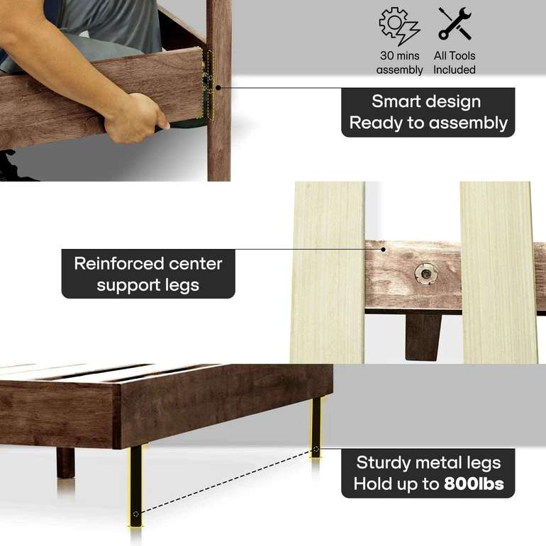 Acacia Astoria Upholstered Solid Wood Bed Frame for Elegant Bedrooms