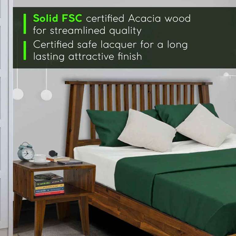 Acacia Kaylin Bed Frame & Nightstand Set for a Stylish Bedroom