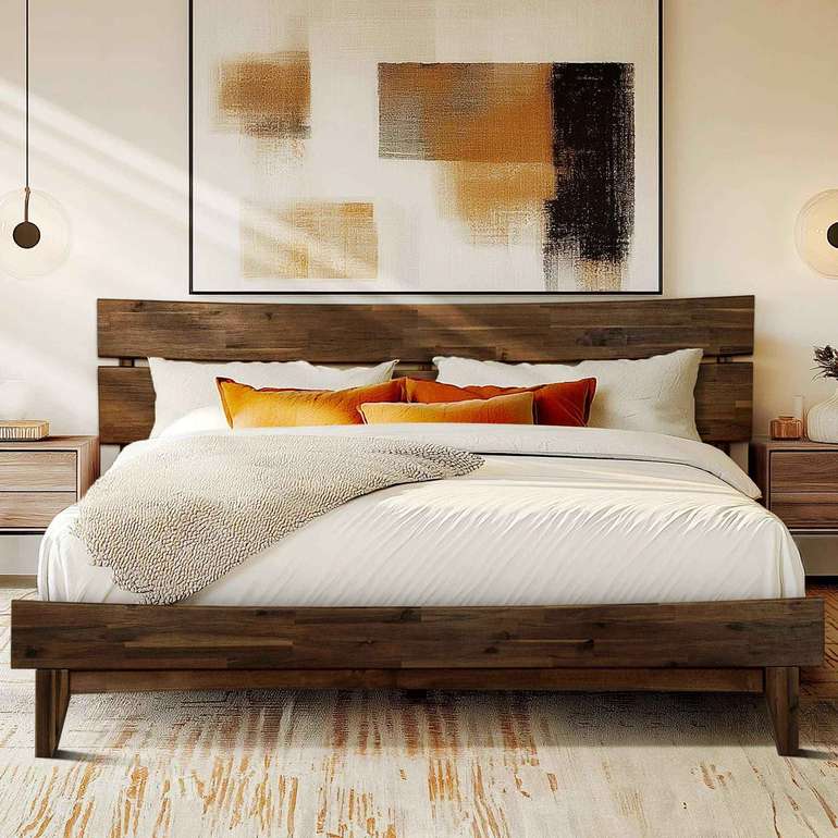 Acacia Solid Wood Bed Frame - Aurora Style for a Stylish Bedroom