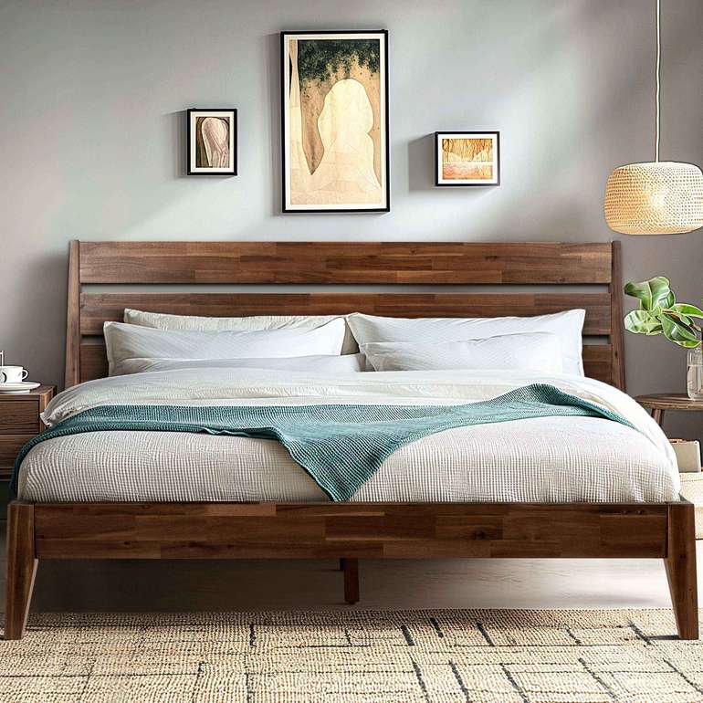 Acacia Emery Wood Platform Bed Frame for Modern Bedrooms