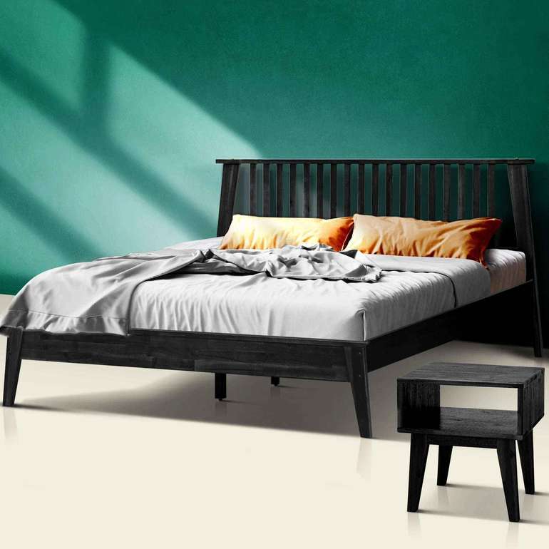 Acacia Kaylin Bed Frame & Nightstand Set for a Stylish Bedroom