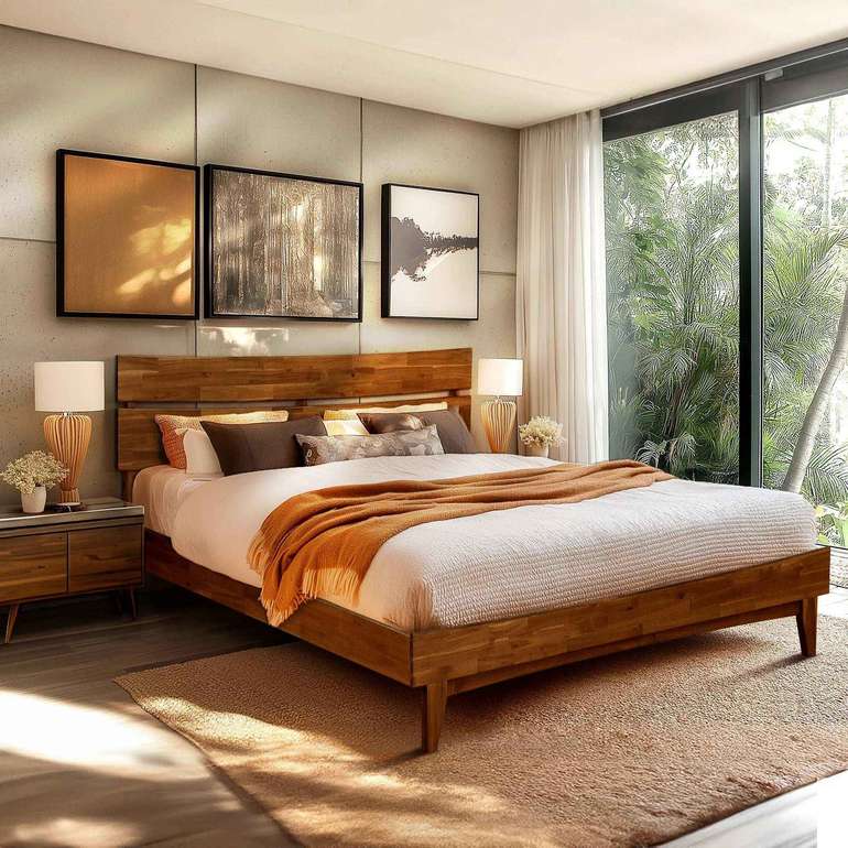 Acacia Solid Wood Bed Frame - Aurora Style for a Stylish Bedroom