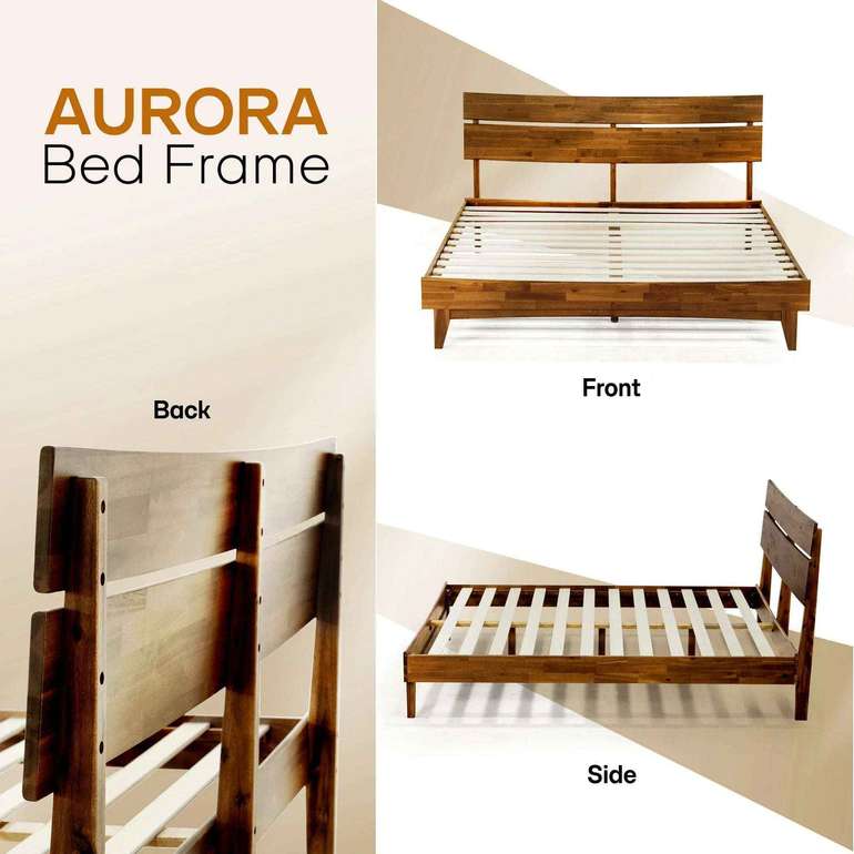 Acacia Solid Wood Bed Frame - Aurora Style for a Stylish Bedroom