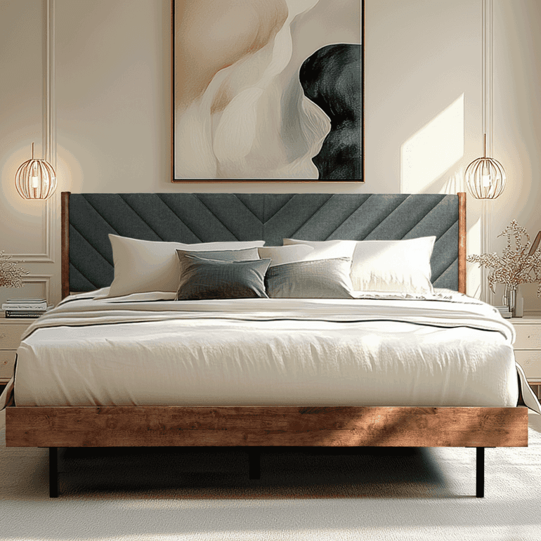 Acacia Astoria Upholstered Solid Wood Bed Frame for Elegant Bedrooms