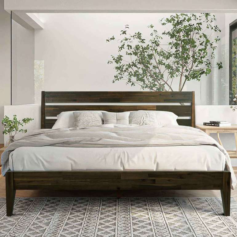 Acacia Emery Solid Wood Bed Frame - Stylish and Durable Acacia Wood Design for Your Bedroom
