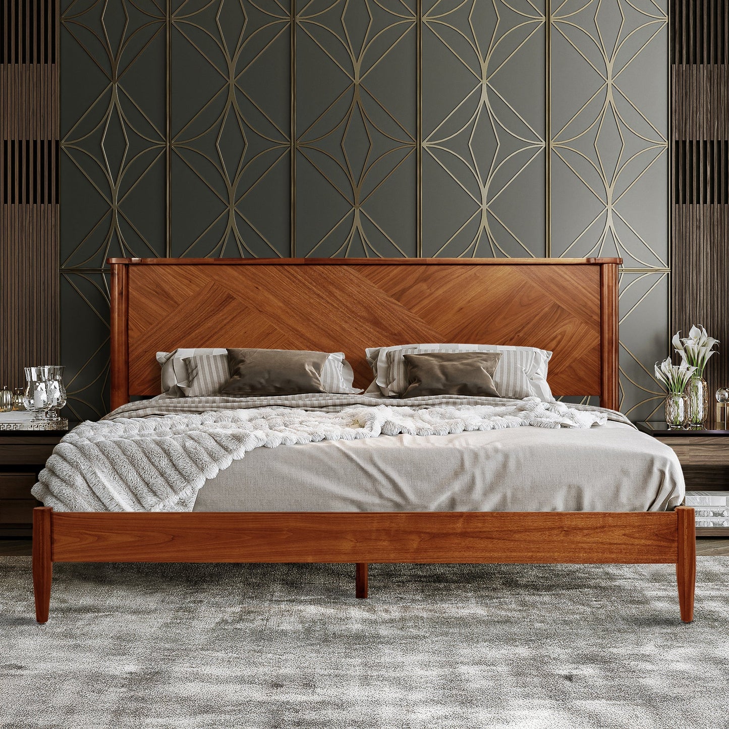 Rorns Panthera Platform Bed Frame With Headboard for Ultimate Comfort