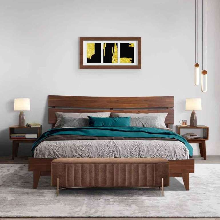Acacia Aurora Bed Frame & Nightstand Set for Stylish Bedrooms